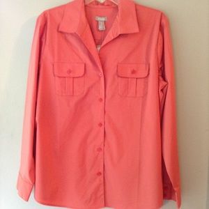 Salmon button up top Chico's size 2